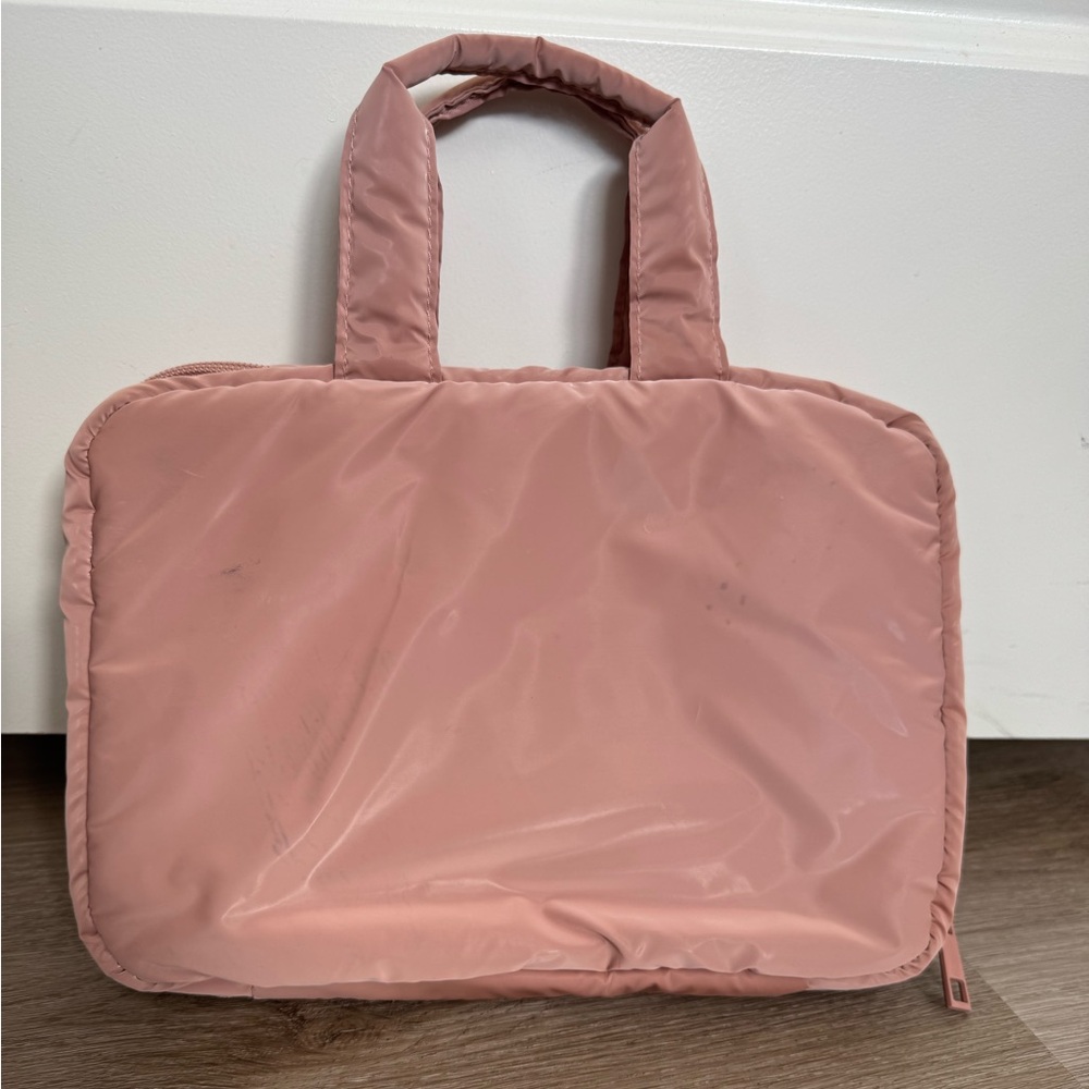 Blush Quilted Makeup Bag Travel Organizer Cosmetic Case Pink Zip Toiletry Pouch - Picture 2 of 8